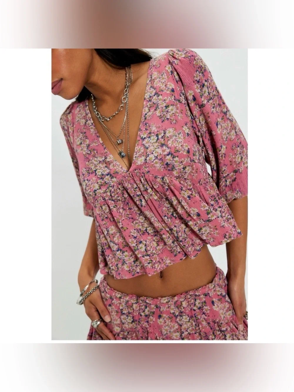 Free People Calla Lily Printed Mini Skirt Set in Pink Dreams